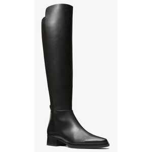 Michael Kors Lex Boot Tall Wide Calf Black Gold Side Zip Size 7